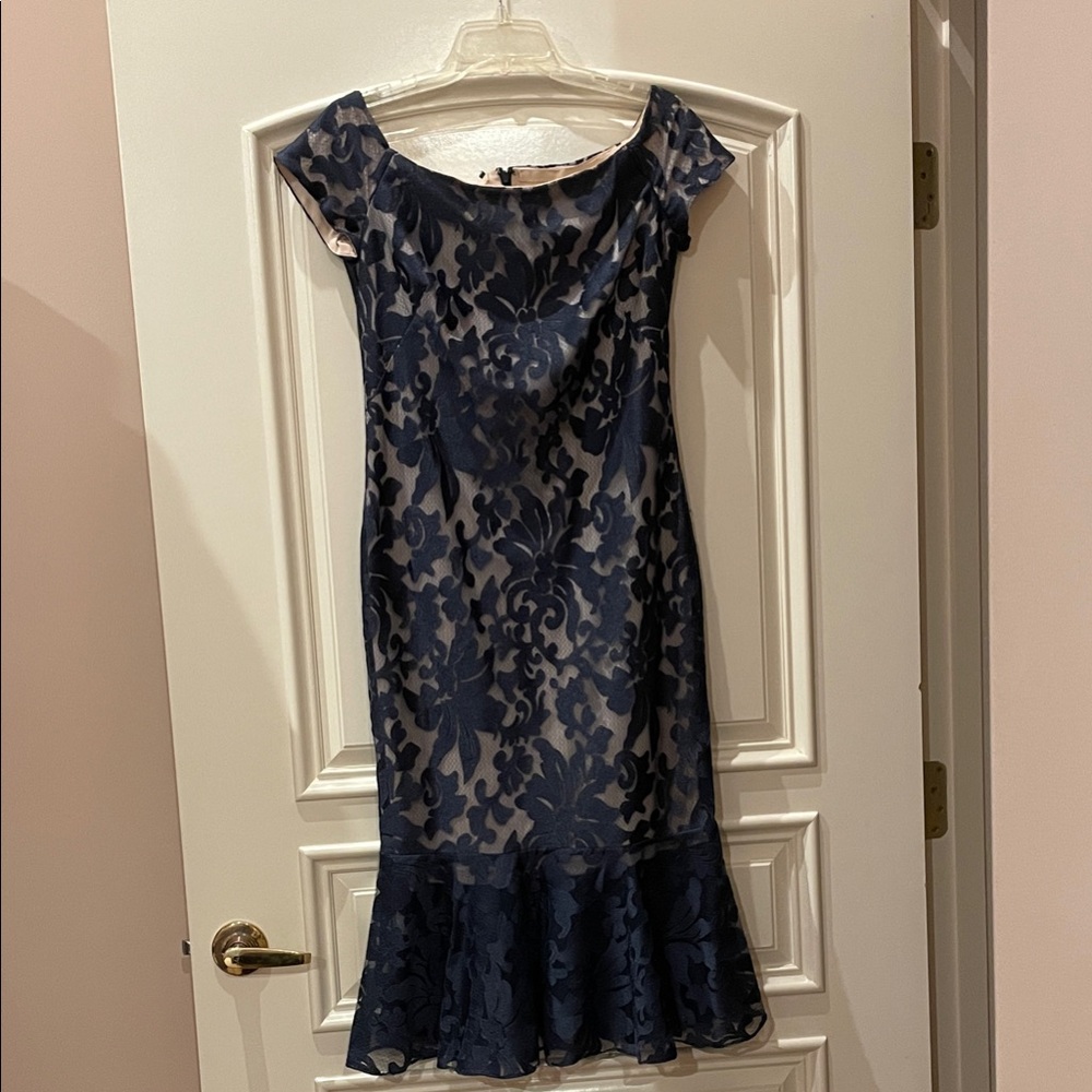 Calvin Klein Navy Blue Floral Midi Dress